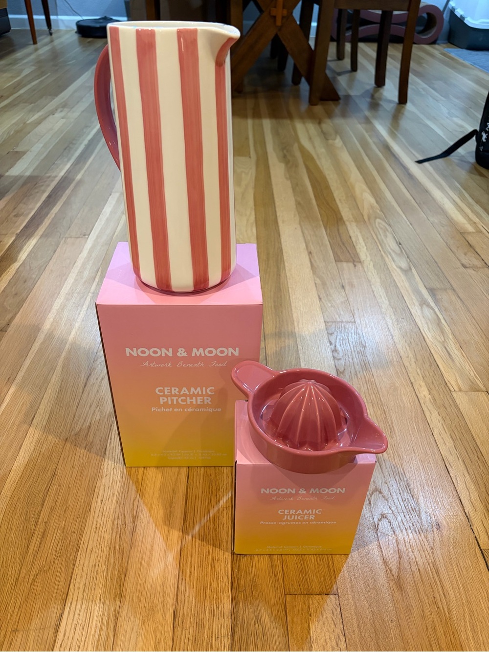 Noon & Moon Pink Ceramic Pitcher - Great Wedding / Hostess Gift